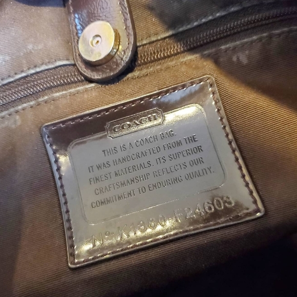 Coach Signature Canvas Tan & Brown Shoulder Bag - Picture 7 of 13